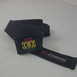 Vintage 2000'S Element Black Belt with RASTA Logo Buckle.